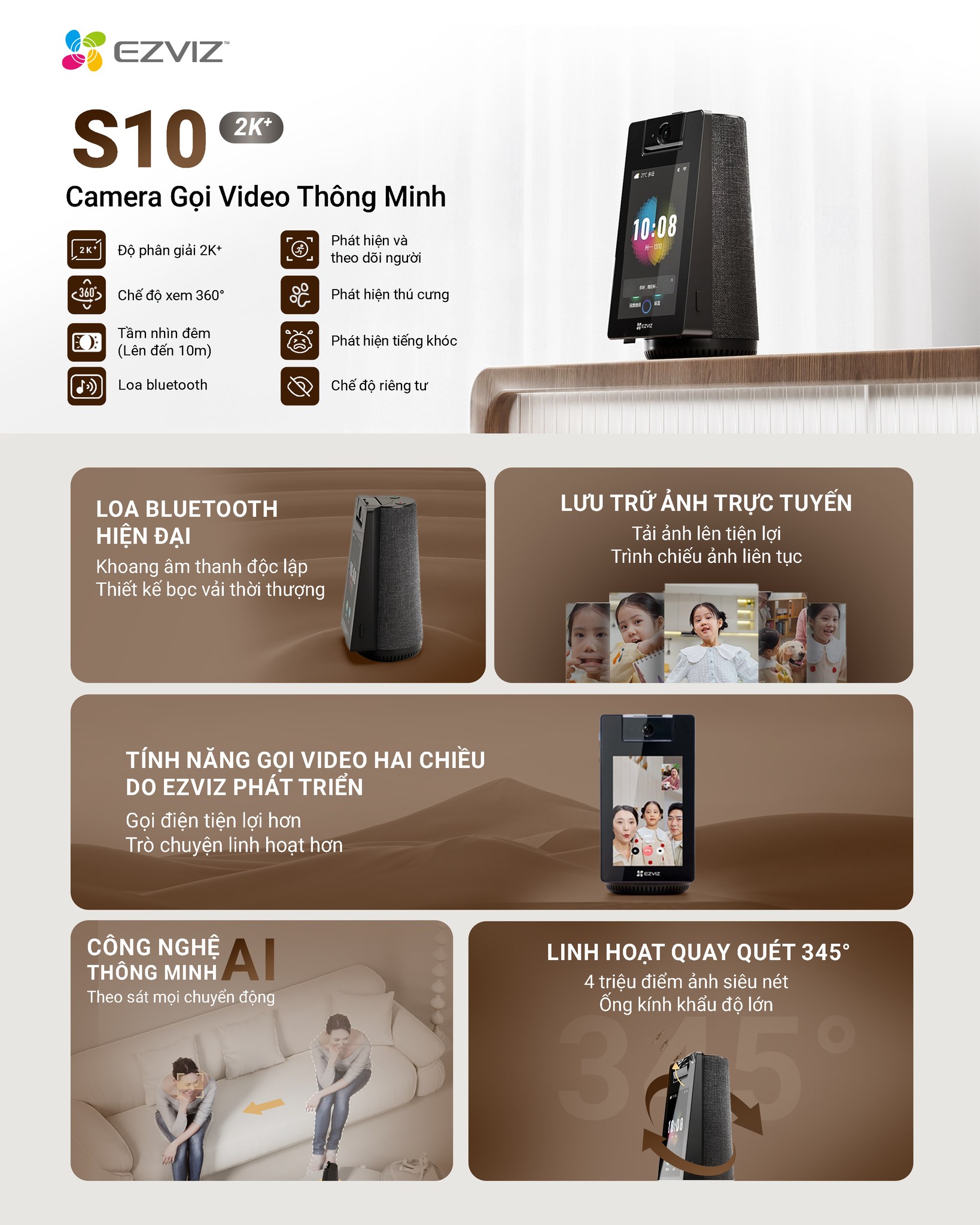 Lắp camera trong nhà EZVIZ S10 2K+ dễ dàng
