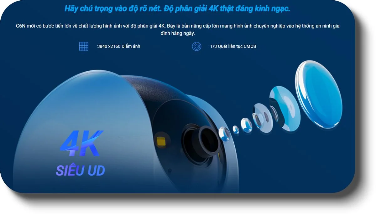 Lắp camera trong nhà EZVIZ H6C G1 4K