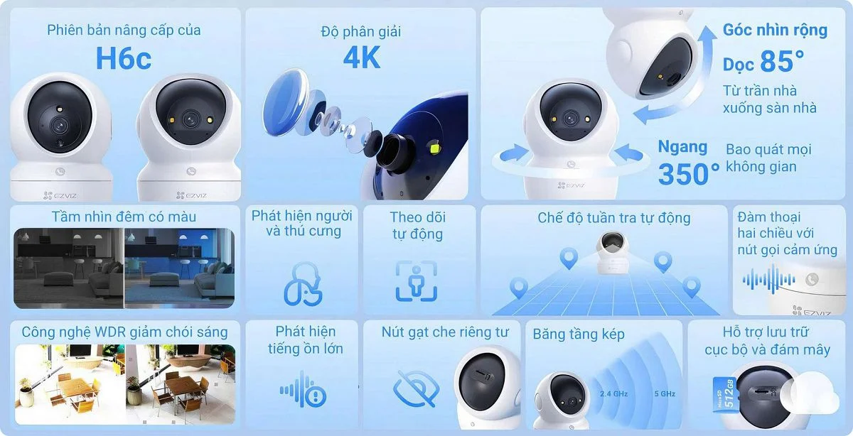 Camera EZVIZ H6C G1 4K góc rộng, siêu nét