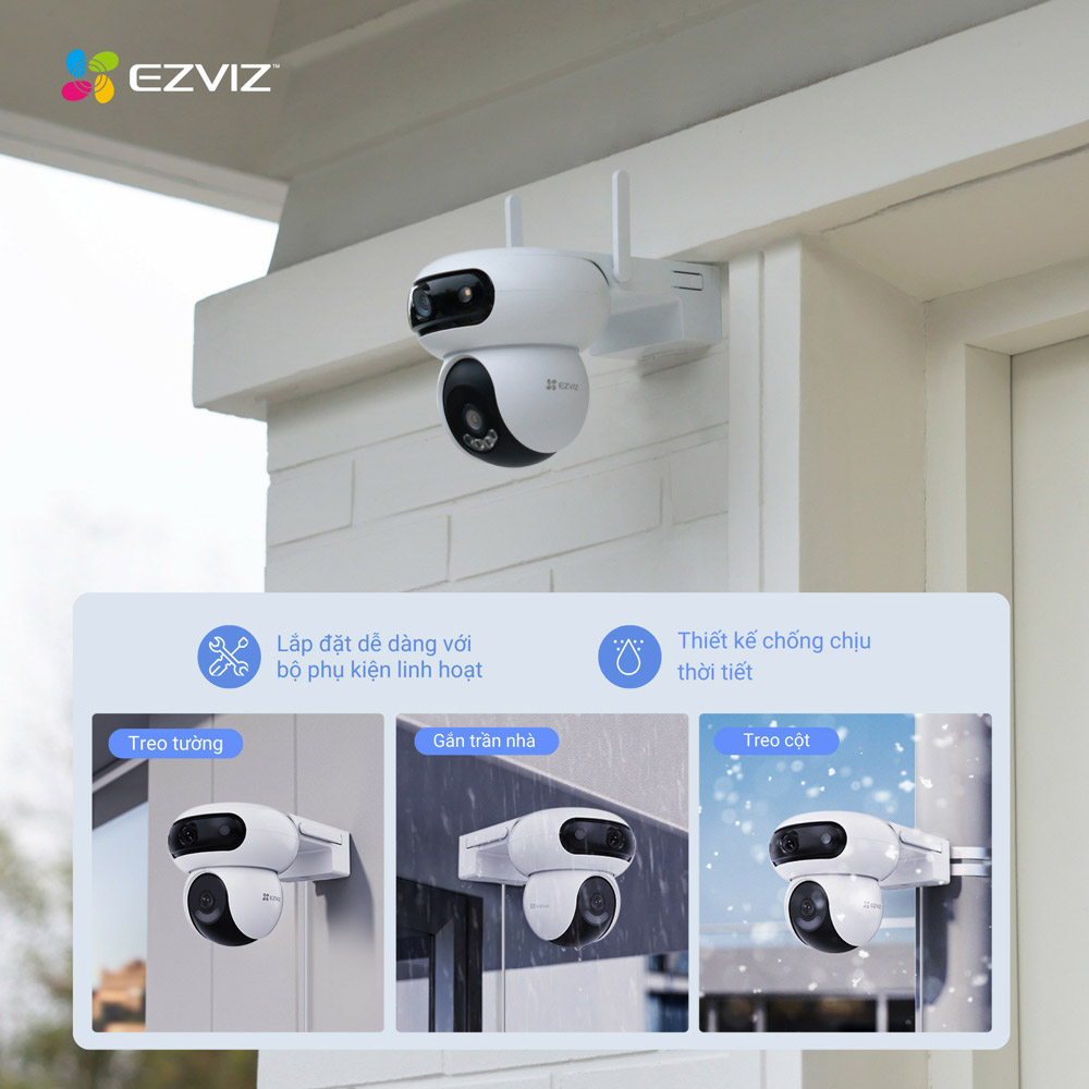 Lắp camera pin sạc EZVIZ HB90 Dual 2K+ đôi mắt