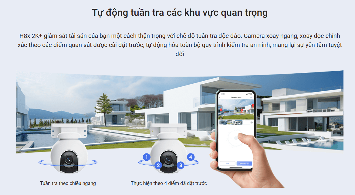 Lắp đặt camera Wi-Fi EZVIZ H8x 2K⁺ tiện lợi
