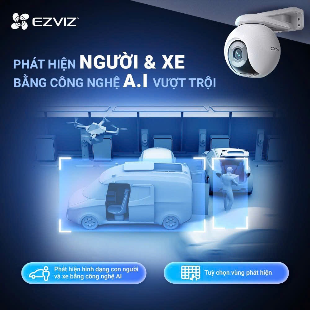 Camera quay quét Wi-Fi EZVIZ H8x 2K⁺ sắc nét