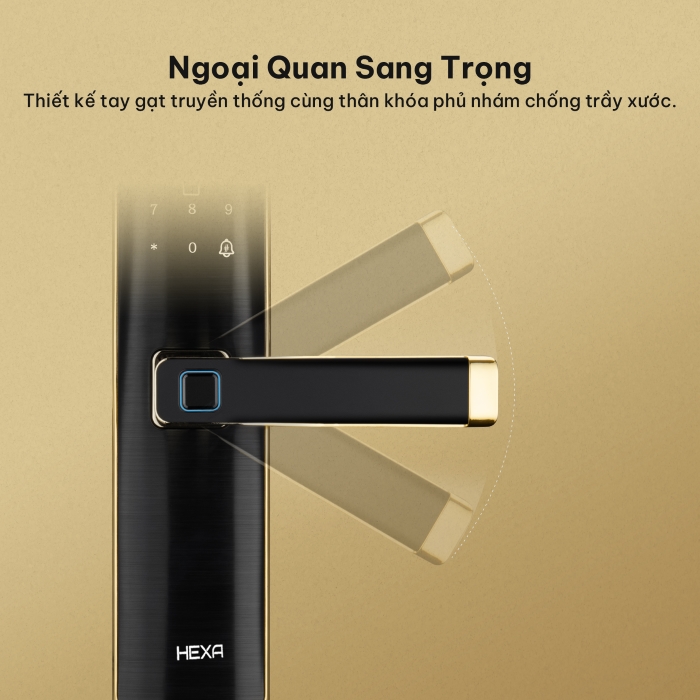 Khóa cửa thông minh Hexa L100 thân khóa 6088 thiết kế sang trọng