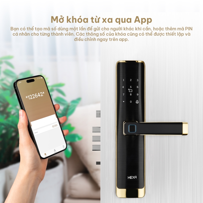 Khóa điện tử Hexa L100 thân khóa 6088 tiện lợi