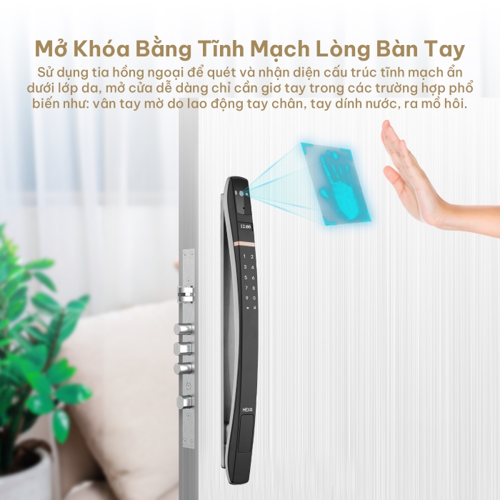 Khóa cửa thông minh Hexa P300-Pro Face ID 3D mở khóa nhanh