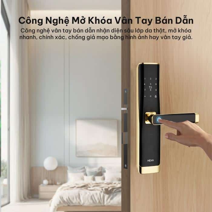Khoá cửa vân tay Hexa cho cửa gỗ